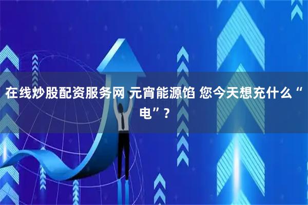 在线炒股配资服务网 元宵能源馅 您今天想充什么“电”？