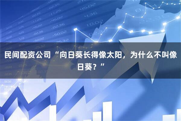 民间配资公司 “向日葵长得像太阳，为什么不叫像日葵？”